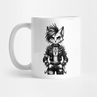 Black and White Punk Cat Mug